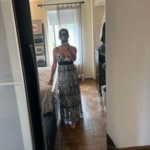 Alyn Paige Black and White Patterned Maxi Dress